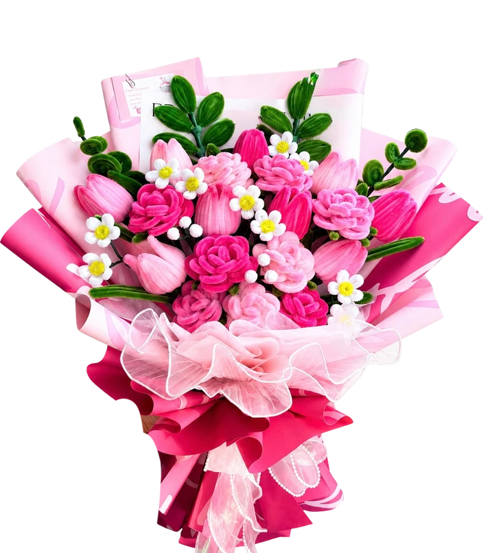 Classic Red and White Forever Flowers Bouquet
